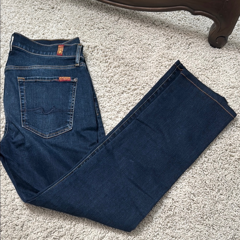 7 For All Mankind Blue Straight Jeans